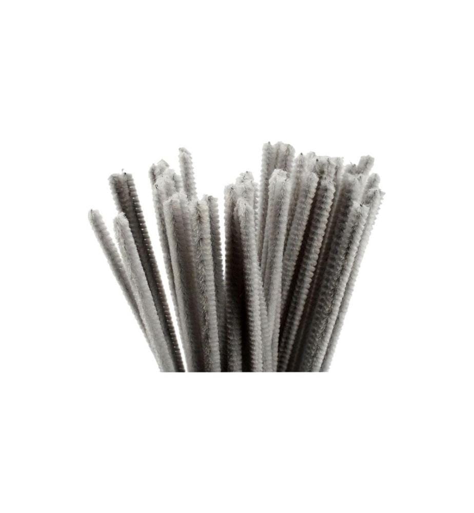 CREATIV COMPANY - Chenilledraht 6 mm 50 Stück, Grau