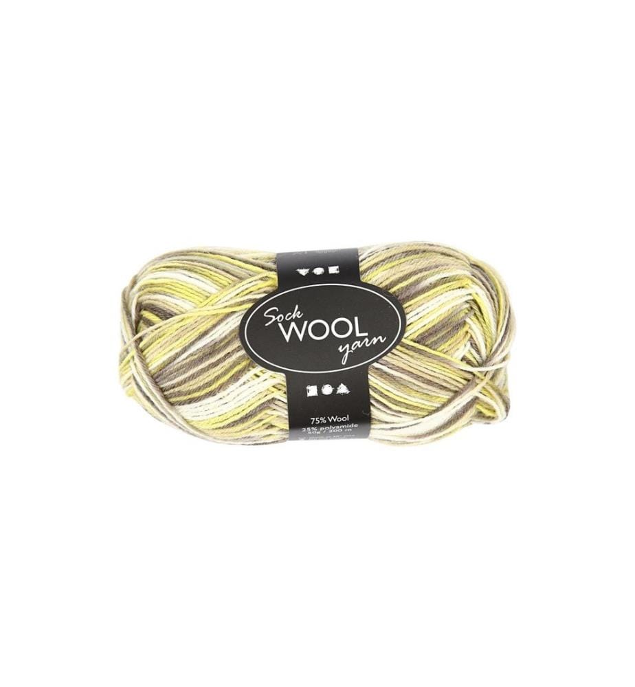 CREATIV COMPANY - Wolle 50 g für Socken, Grün/Braun