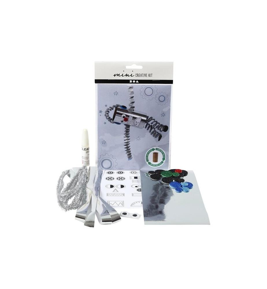 CREATIV COMPANY - Bastelset Mini WC-Papier-Rollen-Roboter 7-teilig, Silber