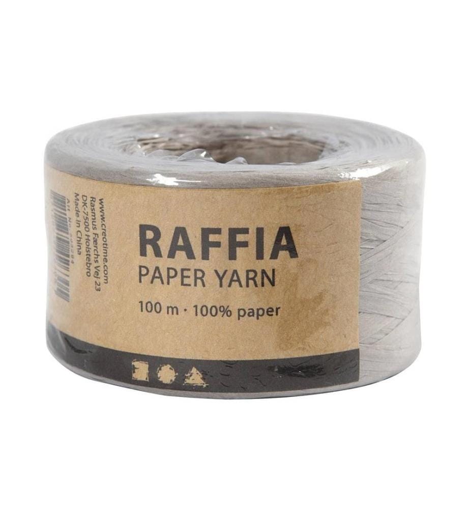 CREATIV COMPANY - Ruban cadeau Raphia 8 mm x 100 m, Gris clair