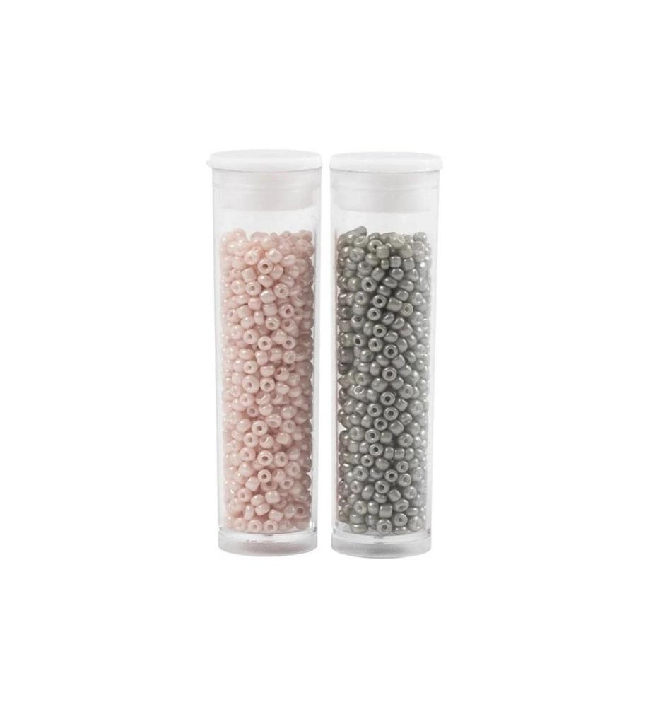 CREATIV COMPANY - Perles de rocaille Perles de verre Gris/rose