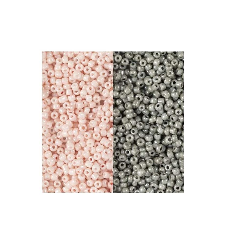 CREATIV COMPANY - Perles de rocaille Perles de verre Gris/rose