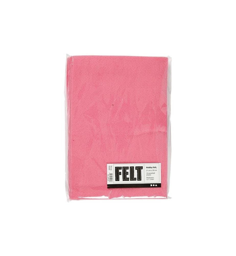 CREATIV COMPANY - Bastelfilz 1.5 - 2 mm, A4, 10 Blatt, Rosa
