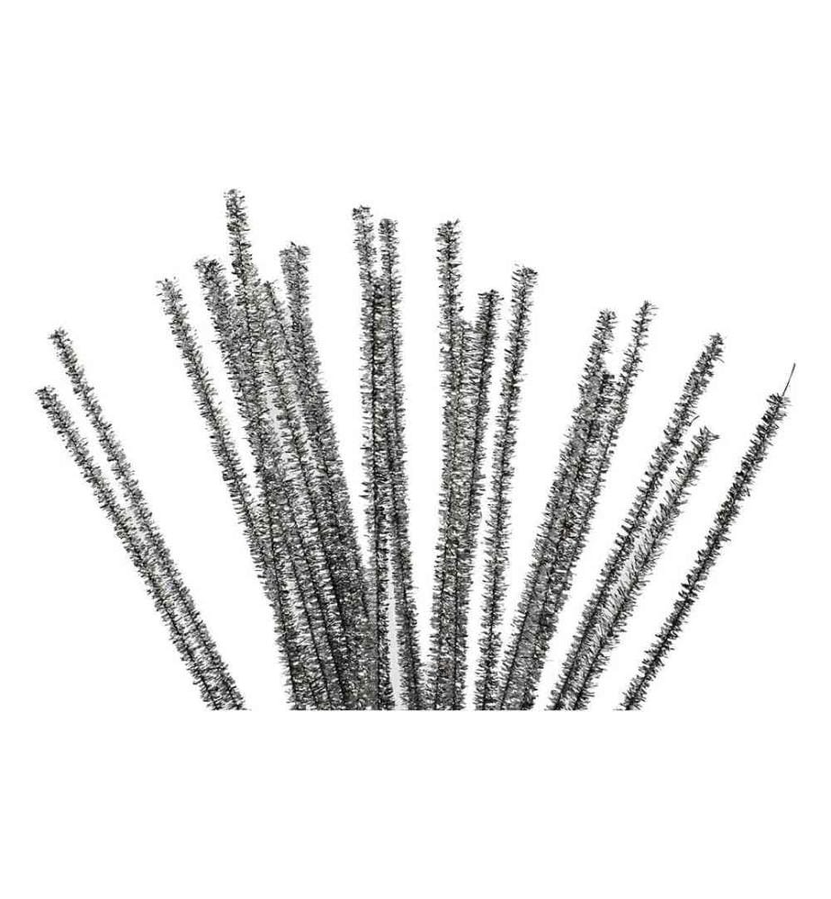 CREATIV COMPANY - Chenilledraht 6 mm, 24 Stück, Silber