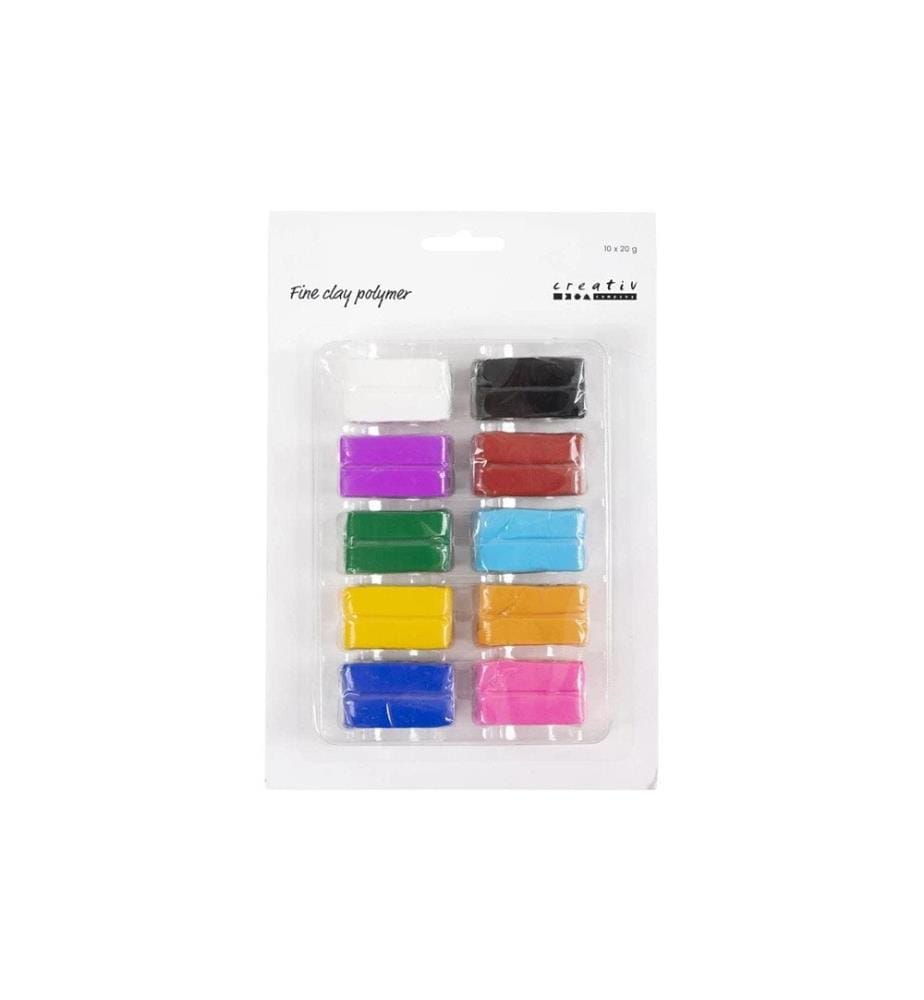 CREATIV COMPANY - Argile à modeler Fine Clay 10 x 20 g, Couleurs assorties