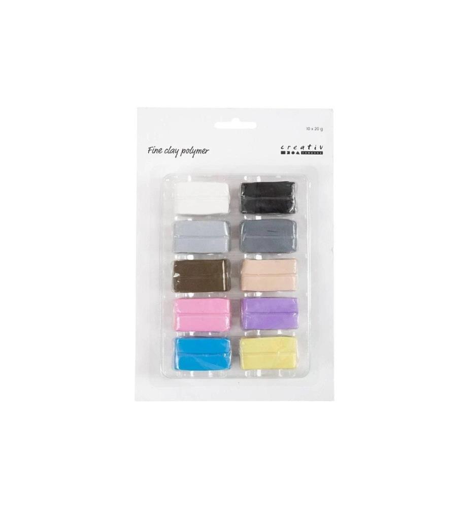 CREATIV COMPANY - Argile à modeler Fine Clay 10 x 20 g, couleurs pastel
