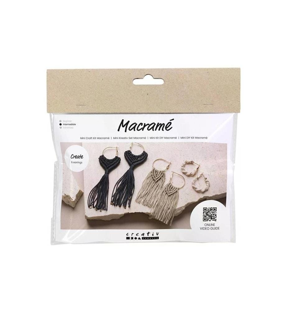 CREATIV COMPANY - Kits de bricolage Boucles d'oreilles en macramé Noir/marron olive/beige