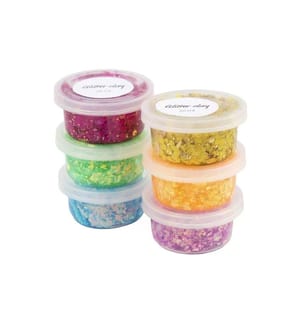 CREATIV COMPANY - Matière à modeler Glitter Clay 6 x 20 ml, Couleurs assorties