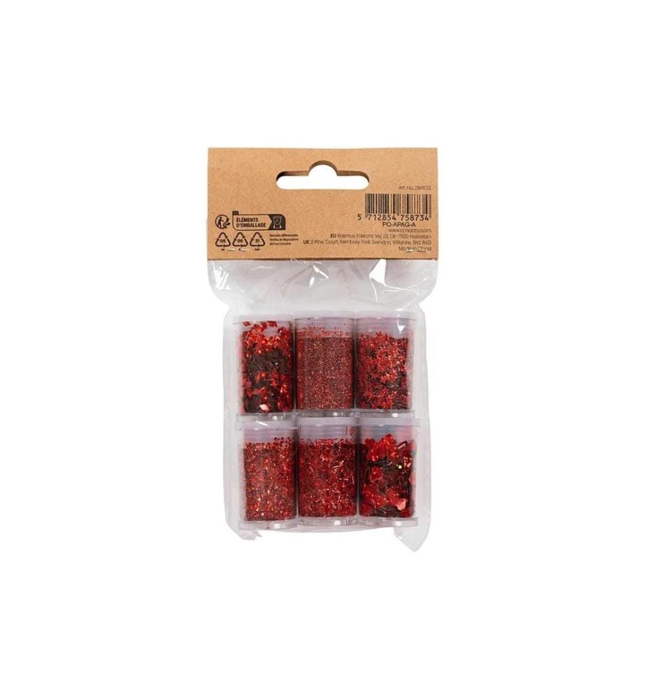 CREATIV COMPANY - Glitzerset Rot, 6 x 5 g