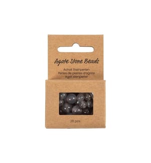 CREATIV COMPANY - Perlen-Set Achatstein Transparent Grau, 6-10 mm