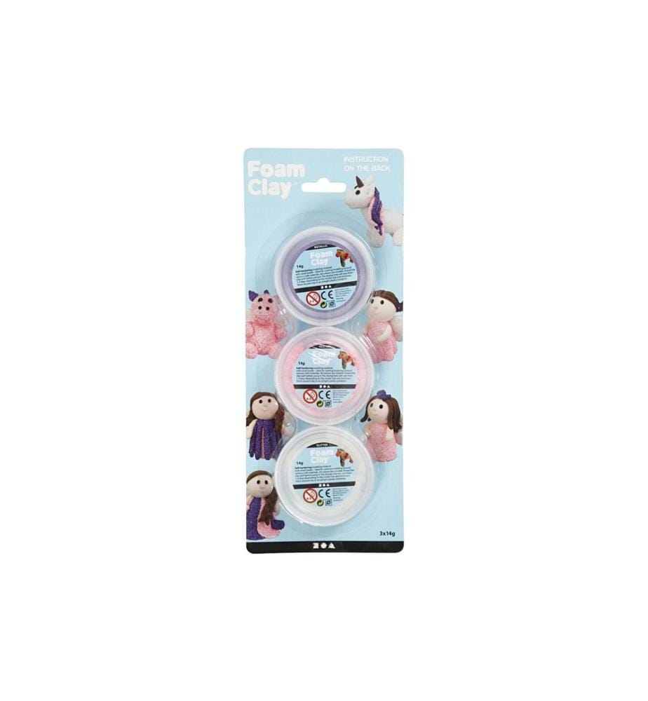 CREATIV COMPANY - Set de modélisation Foam Clay 3 x 14 g blanc ; violet ; rose