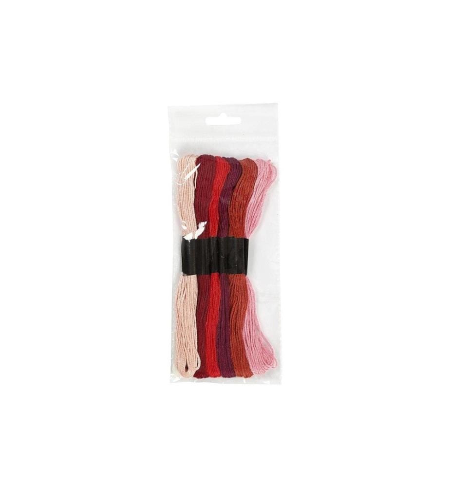 CREATIV COMPANY - Stickgarn Baumwolle Rot 6 Bündel à 8 m