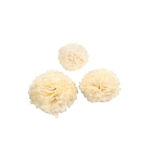 CREATIV COMPANY - Pompons 20 + 24 + 30 cm 3 Stück, Crème
