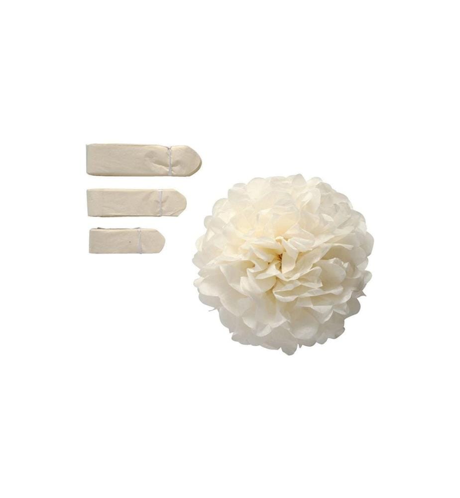 CREATIV COMPANY - Pompons 20 + 24 + 30 cm 3 Stück, Crème