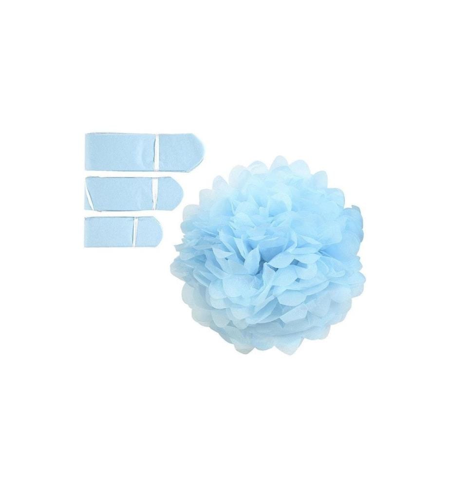 CREATIV COMPANY - Pompons 20 + 24 + 30 cm 3 Stück, Hellblau