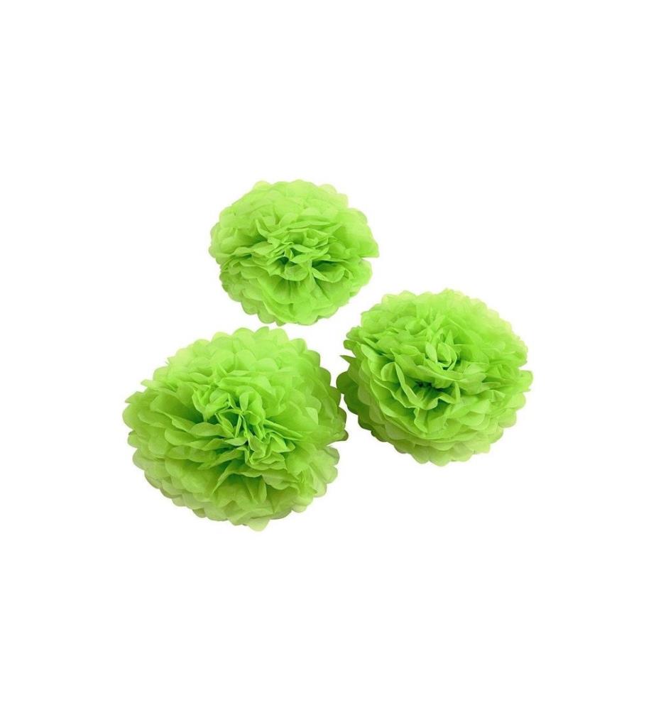 CREATIV COMPANY - Pompons 20 + 24 + 30 cm 3 Stück, Grün