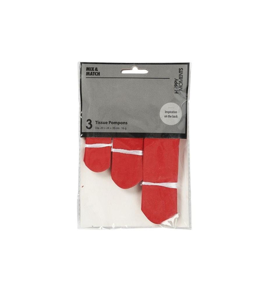CREATIV COMPANY - Pompons 20 + 24 + 30 cm 3 Stück