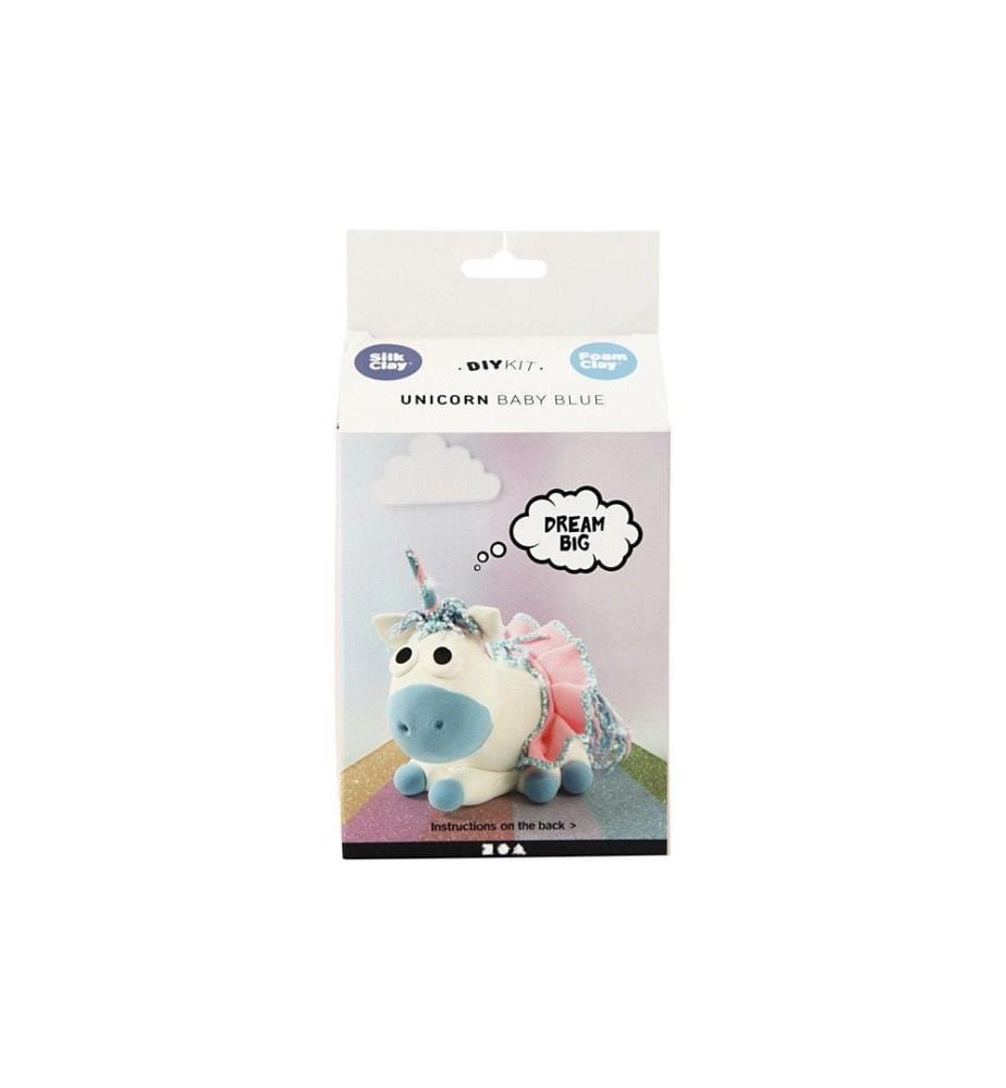 CREATIV COMPANY - Modellier-Set Foam & Silk Clay Set Einhorn, Blau