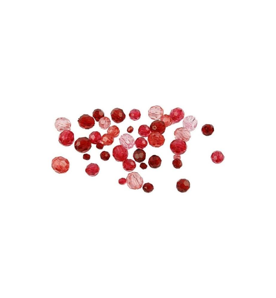 CREATIV COMPANY - Facettenperlen 4-12 mm Rot, 170 Stück
