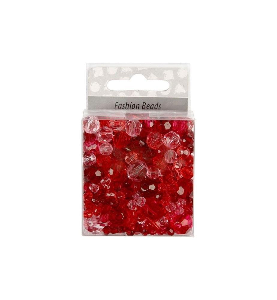 CREATIV COMPANY - Facettenperlen 4-12 mm Rot, 170 Stück
