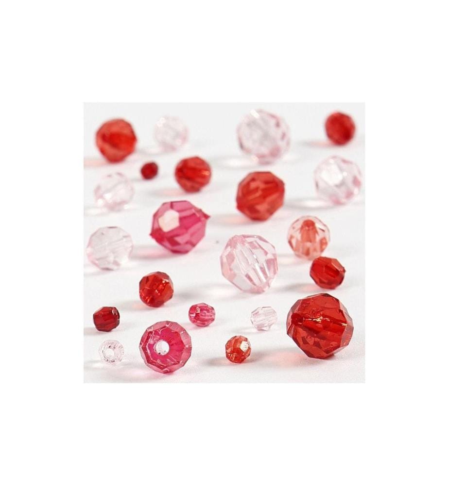 CREATIV COMPANY - Facettenperlen 4-12 mm Rot, 170 Stück