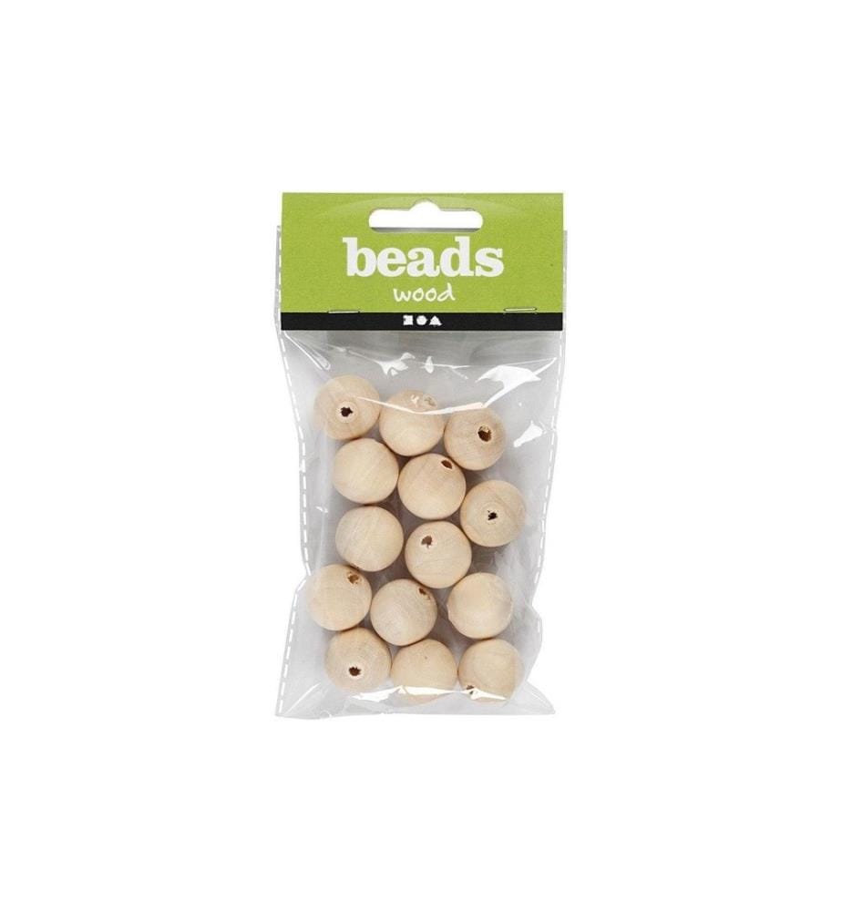 CREATIV COMPANY - Billes de bois D: 20 mm Taille du trou: 4 mm