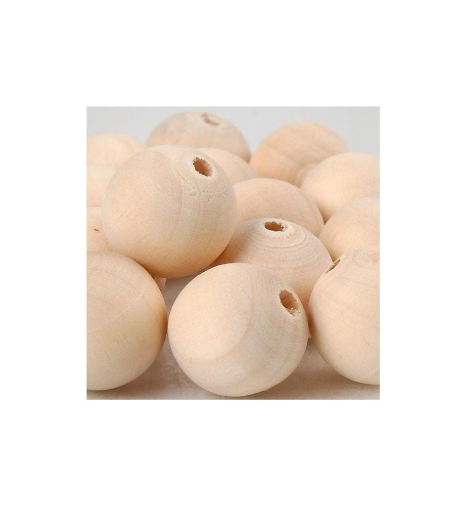 CREATIV COMPANY - Billes de bois D: 20 mm Taille du trou: 4 mm