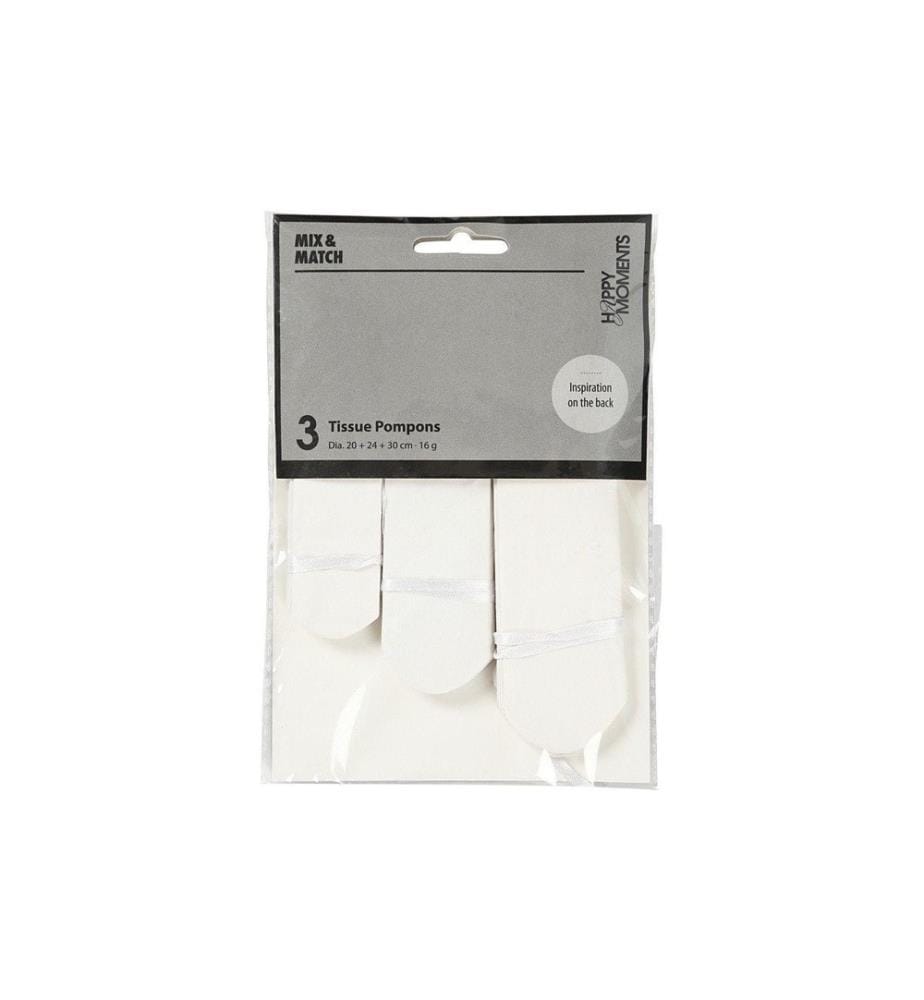 CREATIV COMPANY - Pompons 20 + 24 + 30 cm 3 Stück