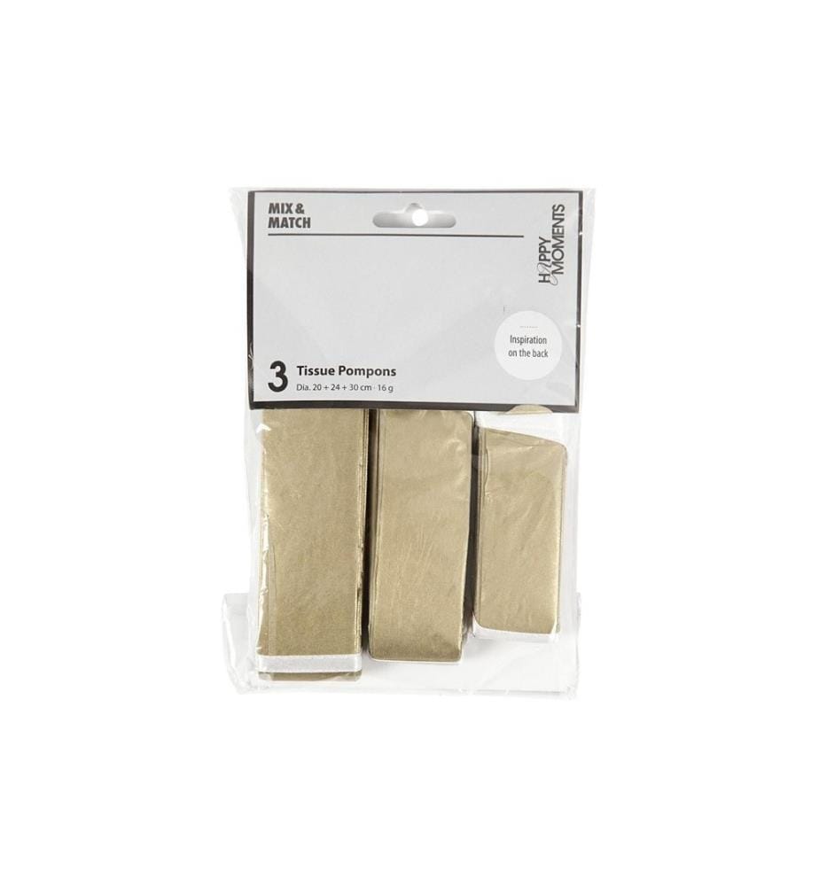 CREATIV COMPANY - Pompons 20 + 24 + 30 cm 3 Stück