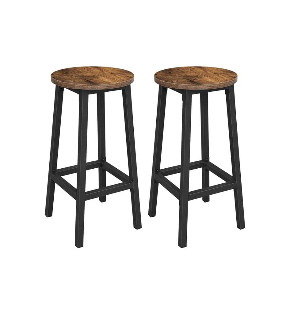 VASAGLE - Barhocker rund, 2er Set 32 x 65 cm, Schwarz/Braun