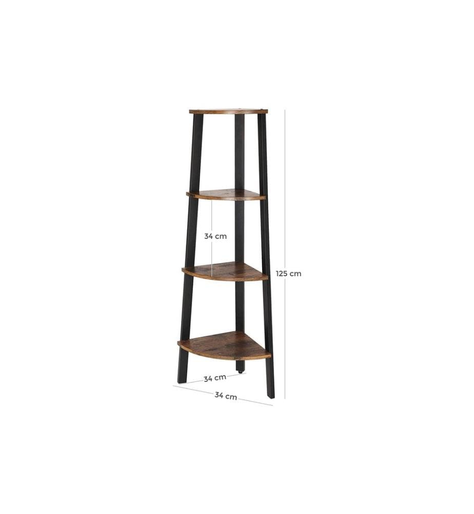 VASAGLE - Regal mit 4 Ebenen 34 x 125 cm, Schwarz/Braun