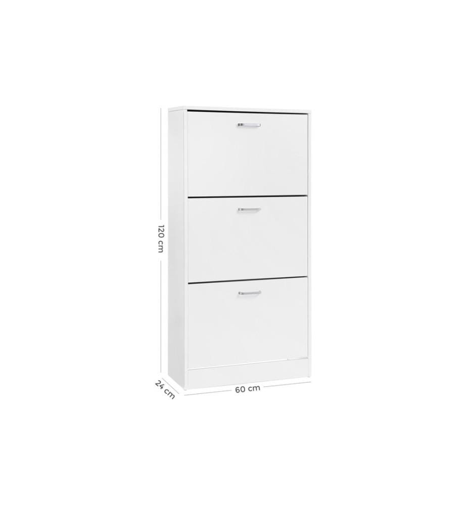 VASAGLE - Schuhschrank  mit 3 Klappen aus Spanplatte, Weiss