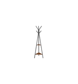 VASAGLE - Garderobenständer mit 2 Ablagen 179 cm, Braun/Schwarz