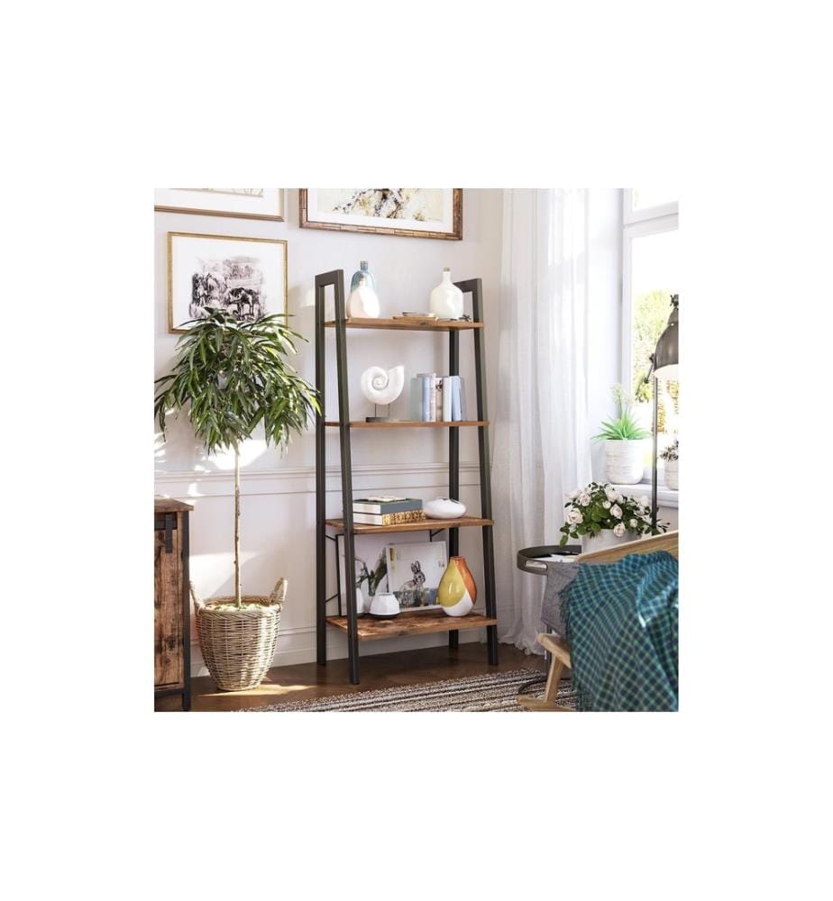 VASAGLE - Regal mit 4 Ebenen 56 x 137.5 cm, Schwarz/Braun