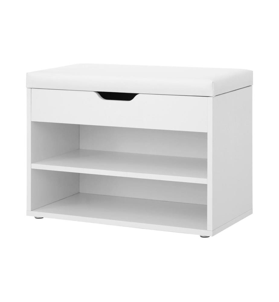 VASAGLE - Schuhregal mit Polsterbank 60 x 44 cm, Weiss matt