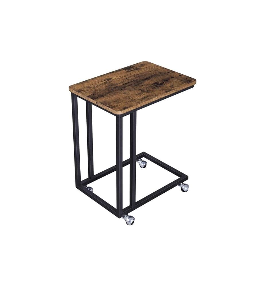 VASAGLE - Table d'appoint sur roulettes 35 x 55 cm, Noir/Brun