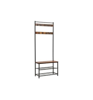 VASAGLE - Portemanteau avec rangements pour chaussures 175 cm, Brun/Noir