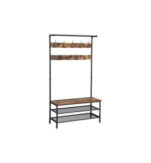 VASAGLE - Portemanteau avec rangement pour chaussures 182 cm, Brun/Noir