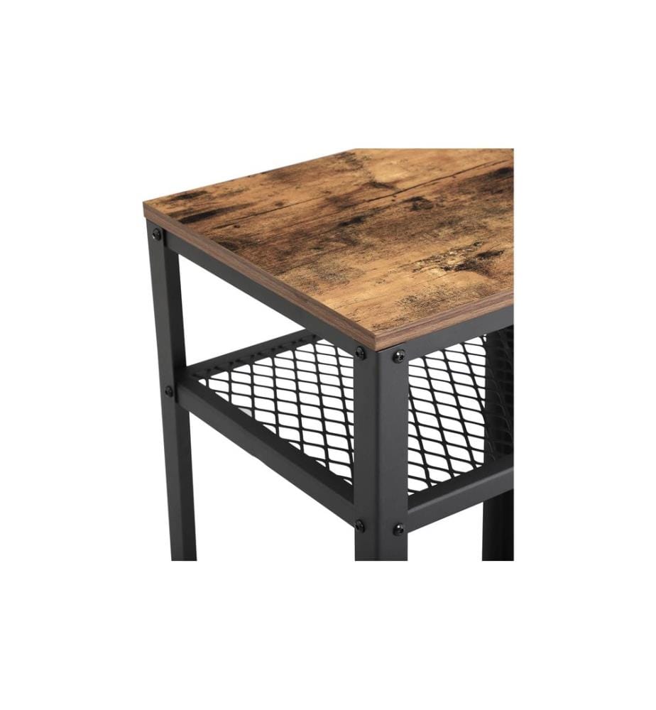 VASAGLE - Table d'appoint Avec 2 étagères grillagées 40 x 75 cm, Noir/Brun