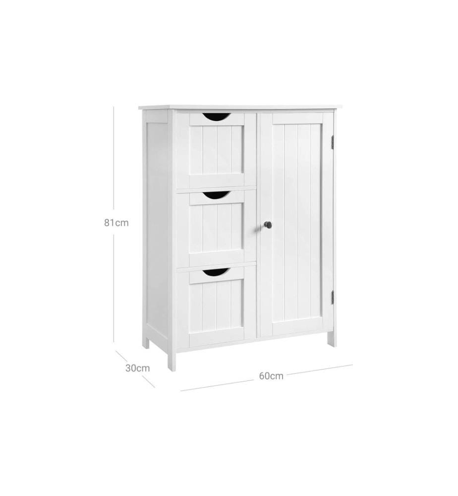 VASAGLE - Commode avec 3 tiroirs 60 x 81 cm, Blanc