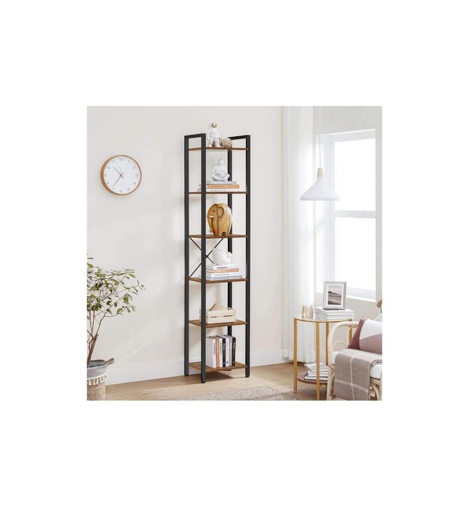 VASAGLE - Regal mit 6 Ebenen 40 x 178.6 cm, Schwarz/Braun