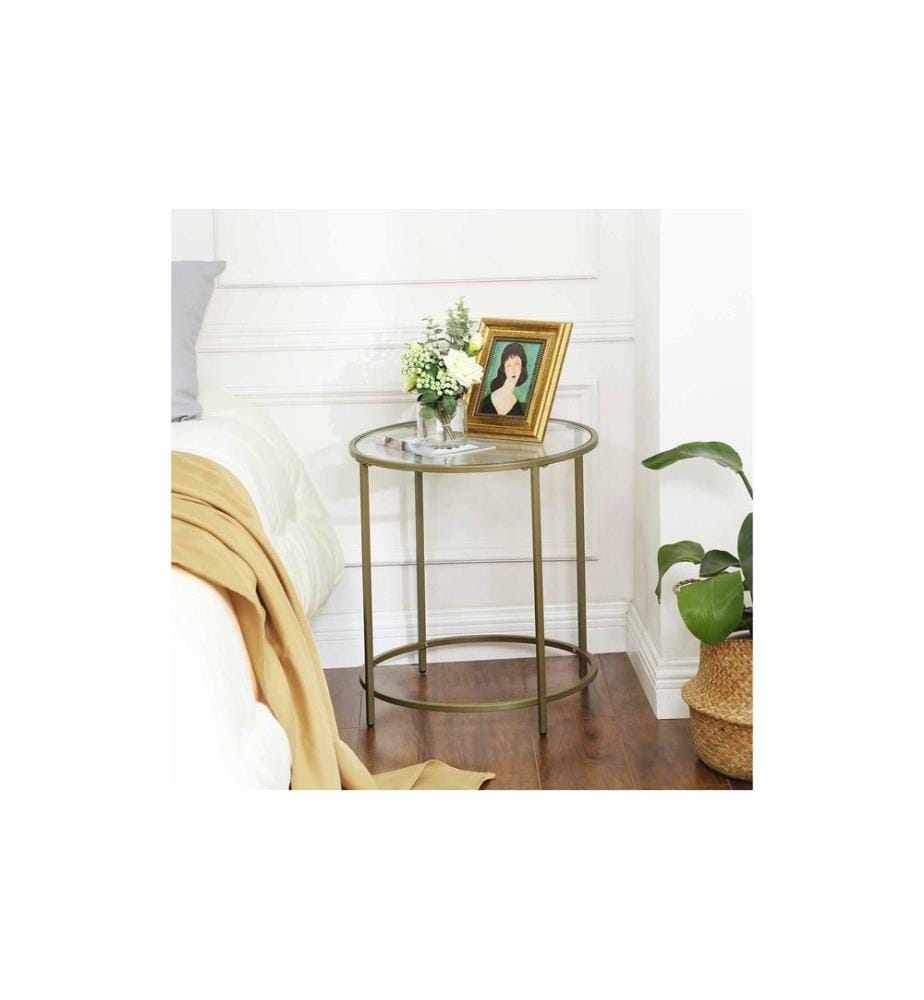 VASAGLE - Table d'appoint rond 50 x 55 cm, Doré