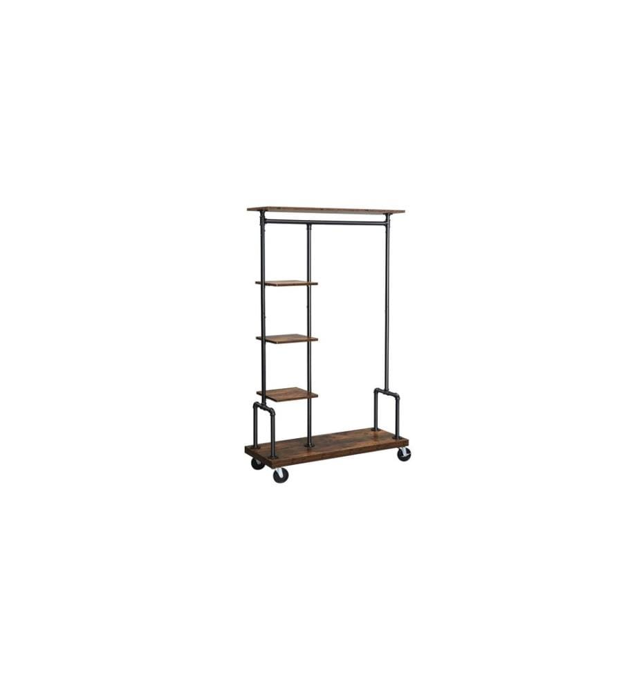 VASAGLE - Garderobe auf Rollen 174.5 cm, Schwarz/Braun