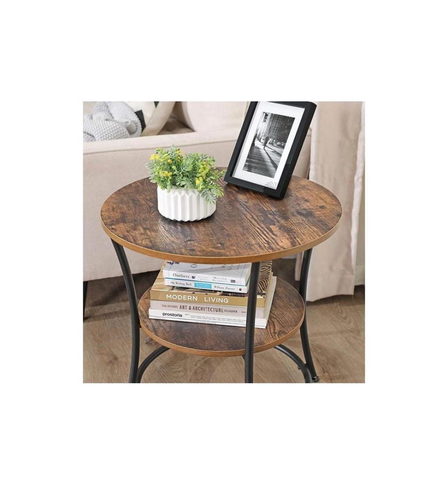 VASAGLE - Table basse rond 50 x 50 cm, Noir/Brun
