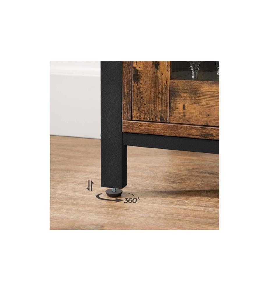 VASAGLE - Sideboard mit 3 Türen 110 x 75 cm, Schwarz/Braun