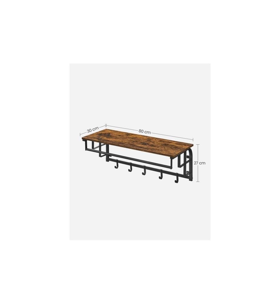 VASAGLE - Wandgarderobe mit 5 abnehmbaren Haken 80 x 30 cm