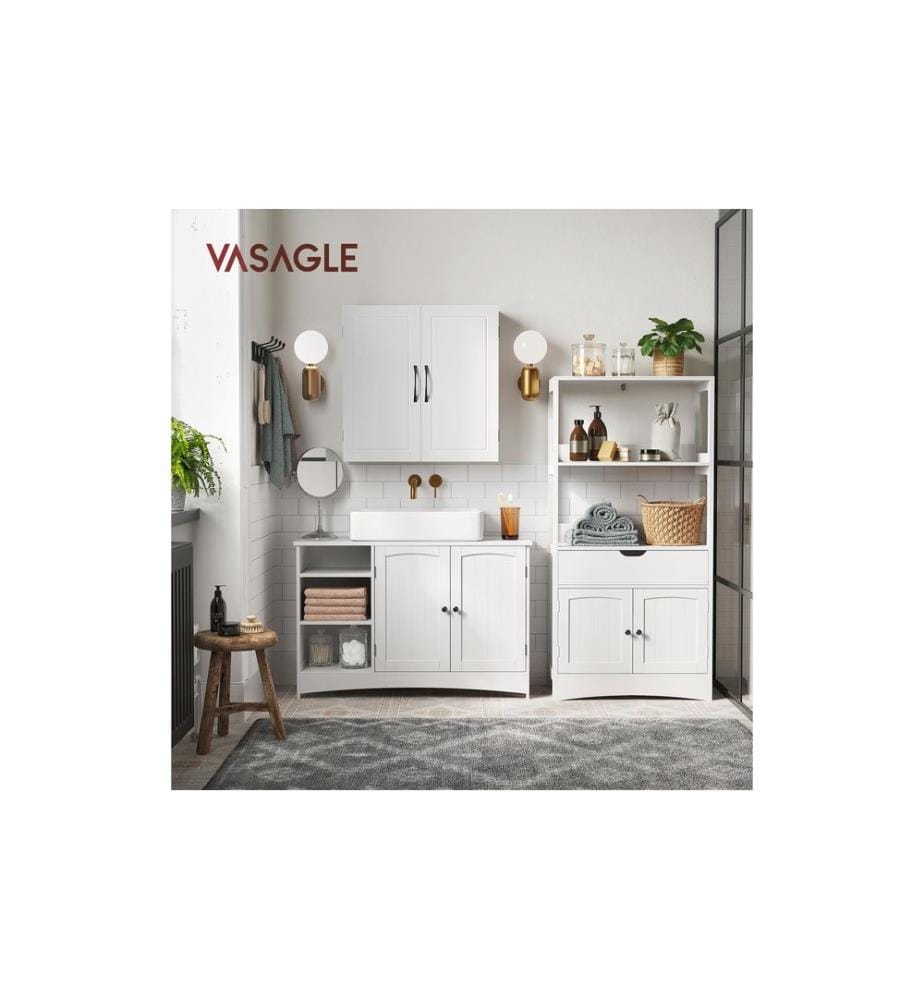 VASAGLE - Meuble sous lavabo 90 x 60 cm, Blanc
