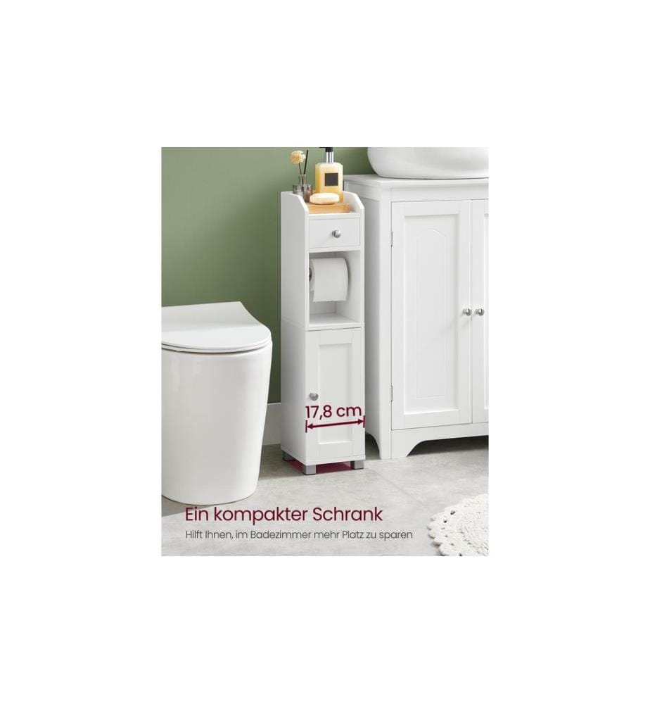 VASAGLE - Regal mit Toilettenpapierhalter 76.7 x 18 cm, Weiss