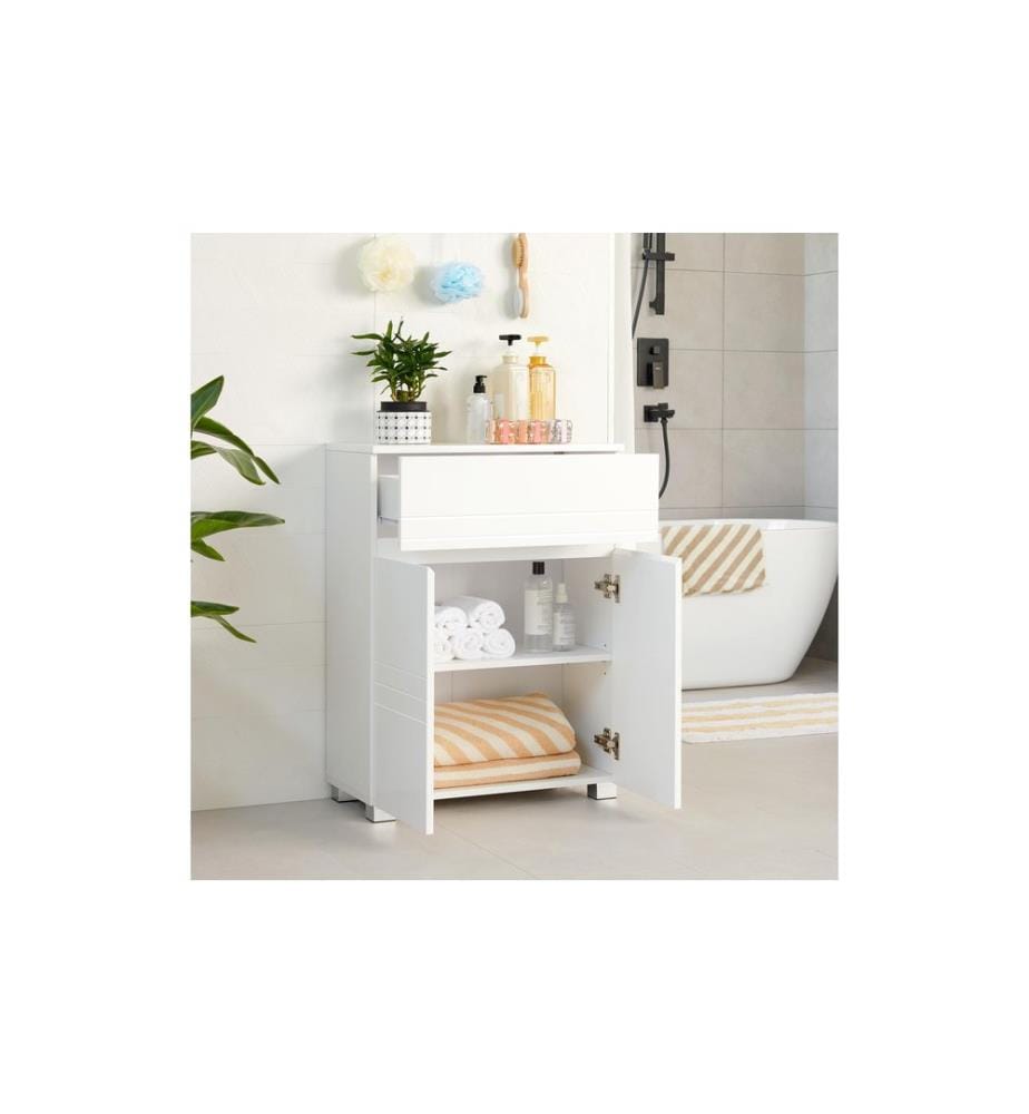 VASAGLE - Badezimmerregal mit Schublade 80 x 30 cm, Weiss