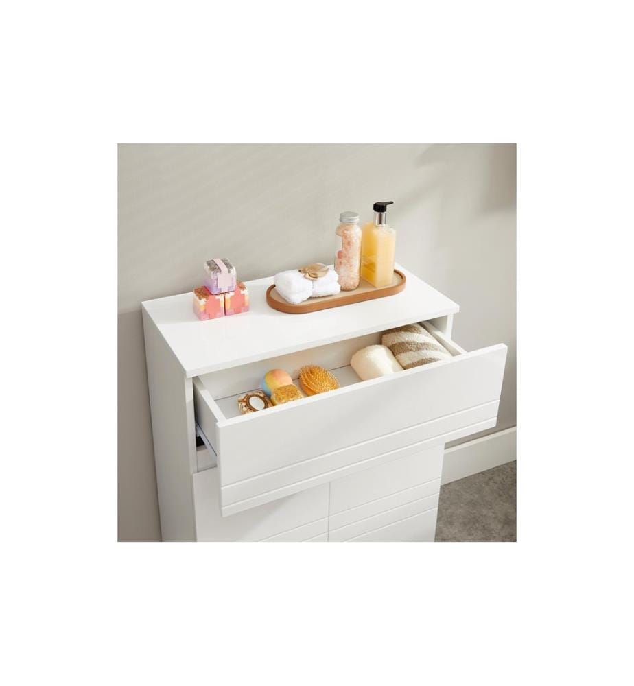 VASAGLE - Badezimmerregal mit Schublade 80 x 30 cm, Weiss